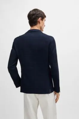 Chaqueta slim fit de paño elástico a cuadros