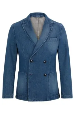 Chaqueta slim fit en denim de algodón azul