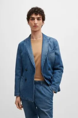 Chaqueta slim fit en denim de algodón azul