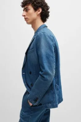 Chaqueta slim fit en denim de algodón azul