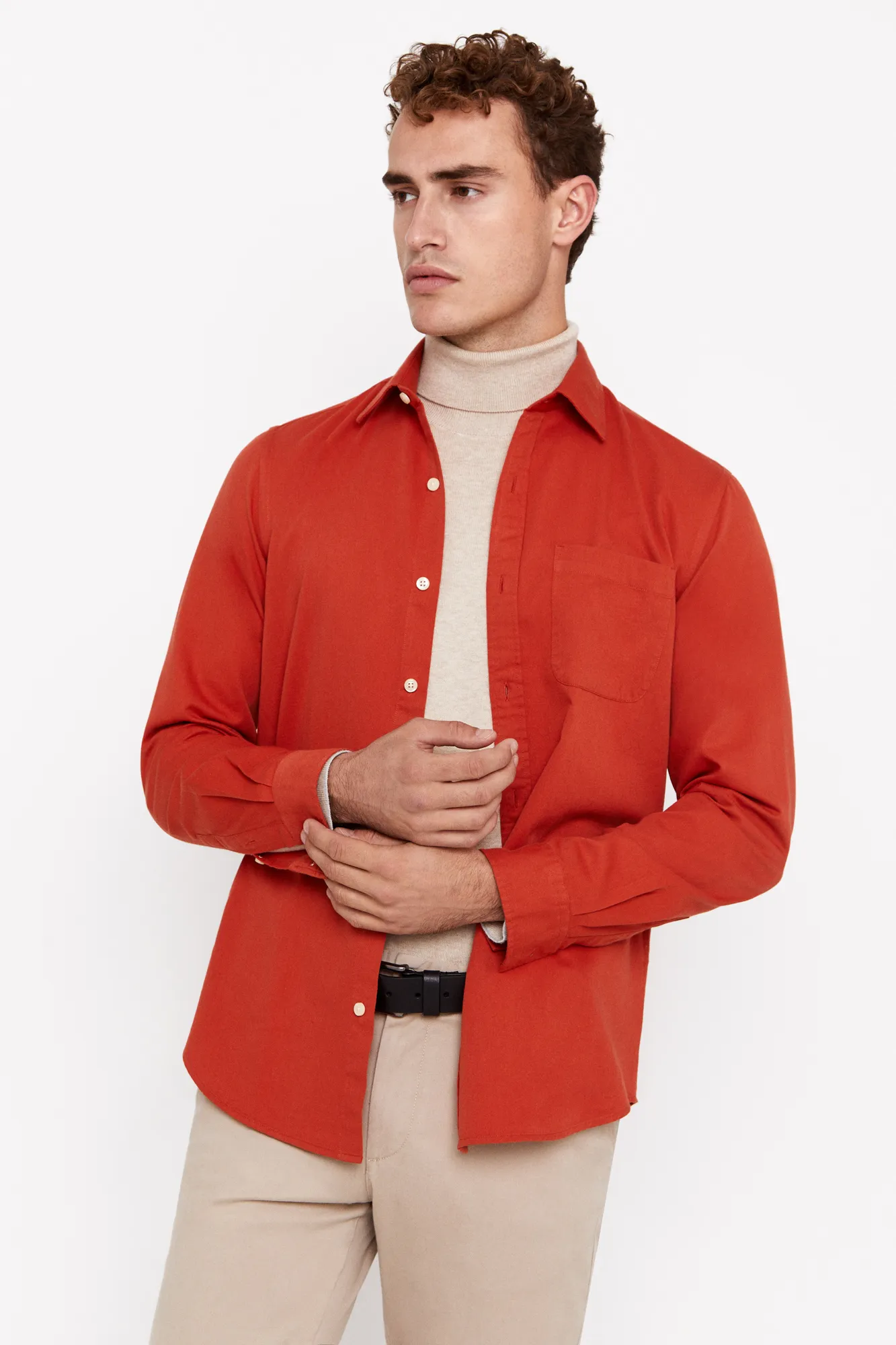 Cortefiel Camisa twill lisa