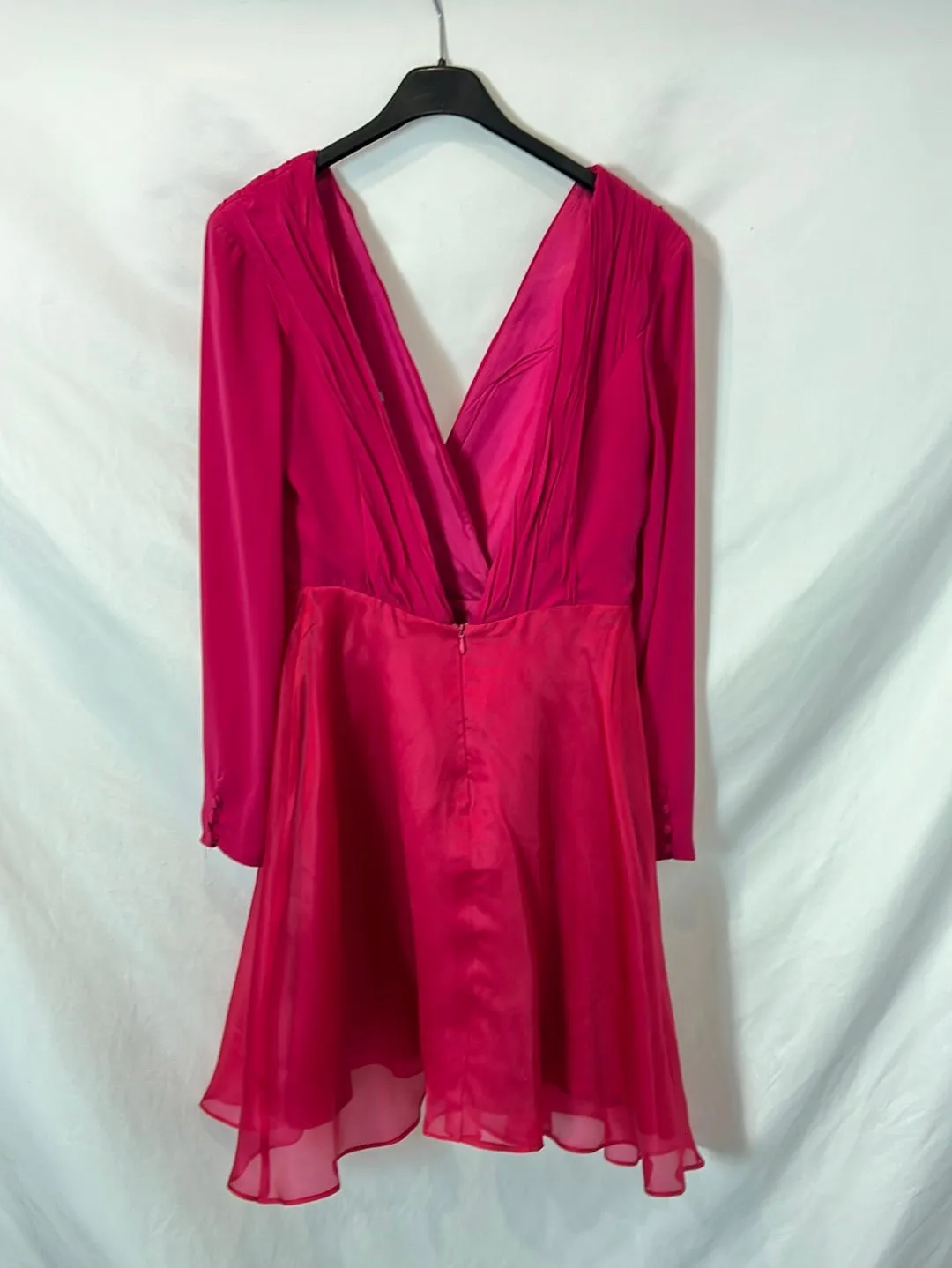 DAVID CHRISTIAN. Vestido corto rosa doble textura T.36