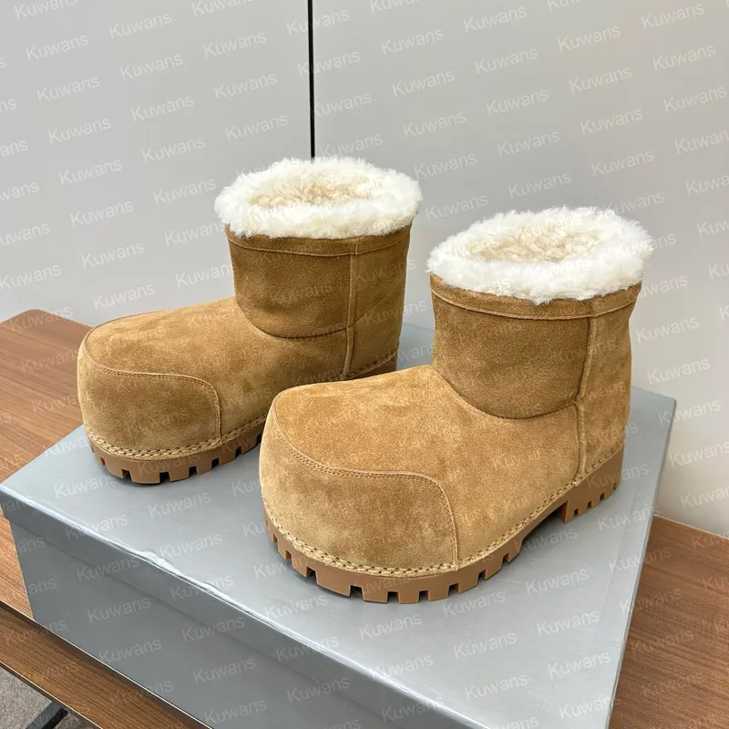 Diseñador Alaska Fur Bootie Botas High Winter Nnow Fall Fluffy Furry Berna Gruida de goma Mujer Classic Ultra Mini Platform Tasm