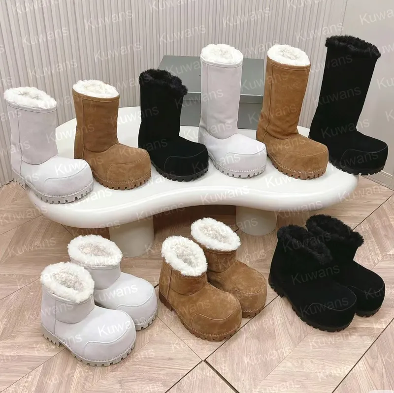 Diseñador Alaska Fur Bootie Botas High Winter Nnow Fall Fluffy Furry Berna Gruida de goma Mujer Classic Ultra Mini Platform Tasm