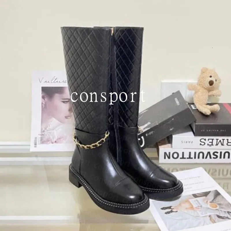 Diseñador Boot de cuero Ccllys Botas Fashion Fashion Winter Classic Women Shoes Martin de rodilla clásica para largas gruesas