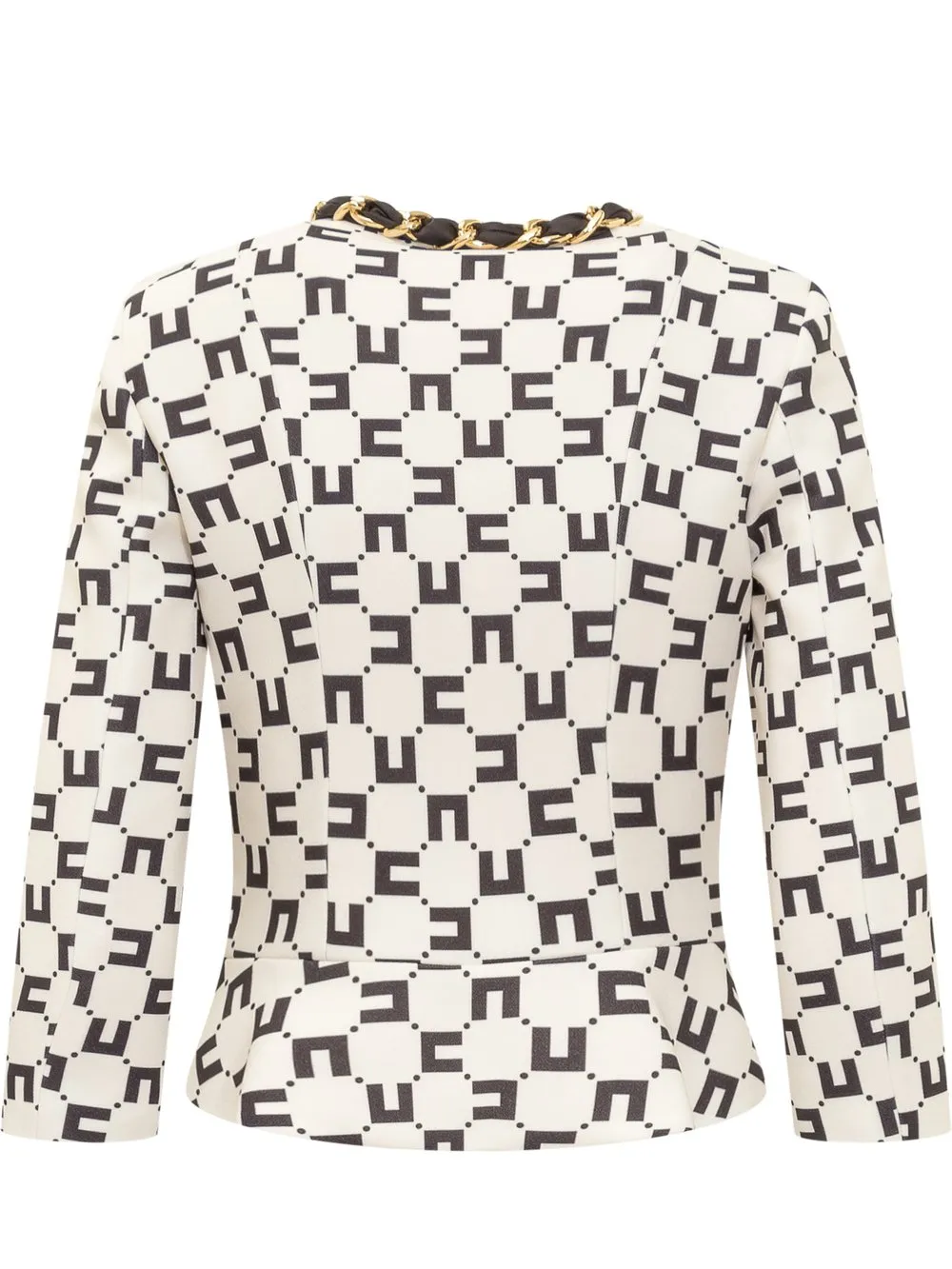 ELISABETTA FRANCHI Logo Crepe Jacket with Foulard Chain