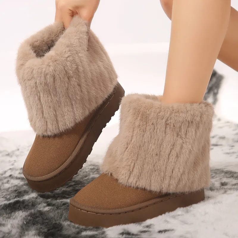 envío gratis nuevos hombres diseñadores botas de nieve para mujer zapatos de algodón de invierno zapatos peludos cálidos botas d