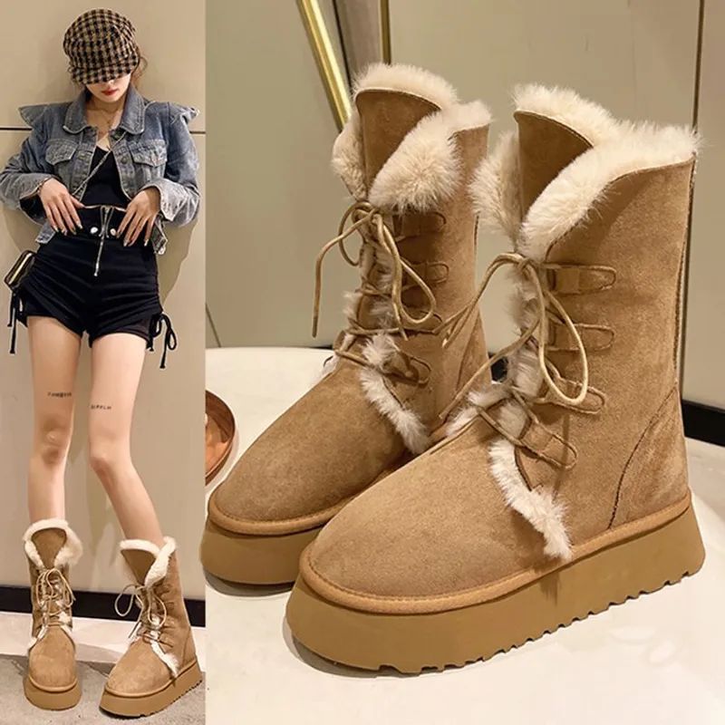 envío gratis nuevos hombres diseñadores botas de nieve para mujer zapatos de algodón de invierno zapatos peludos tibios de piel 