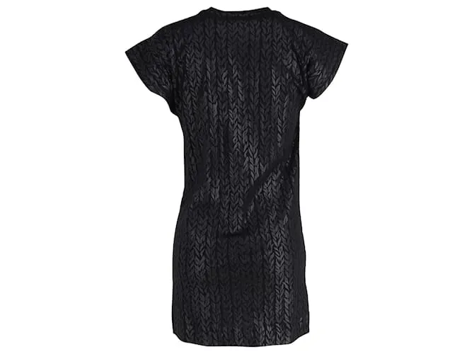 Everyday Minivestido estilo camiseta con estampado de textura trenzada en algodón negro de Balenciaga 