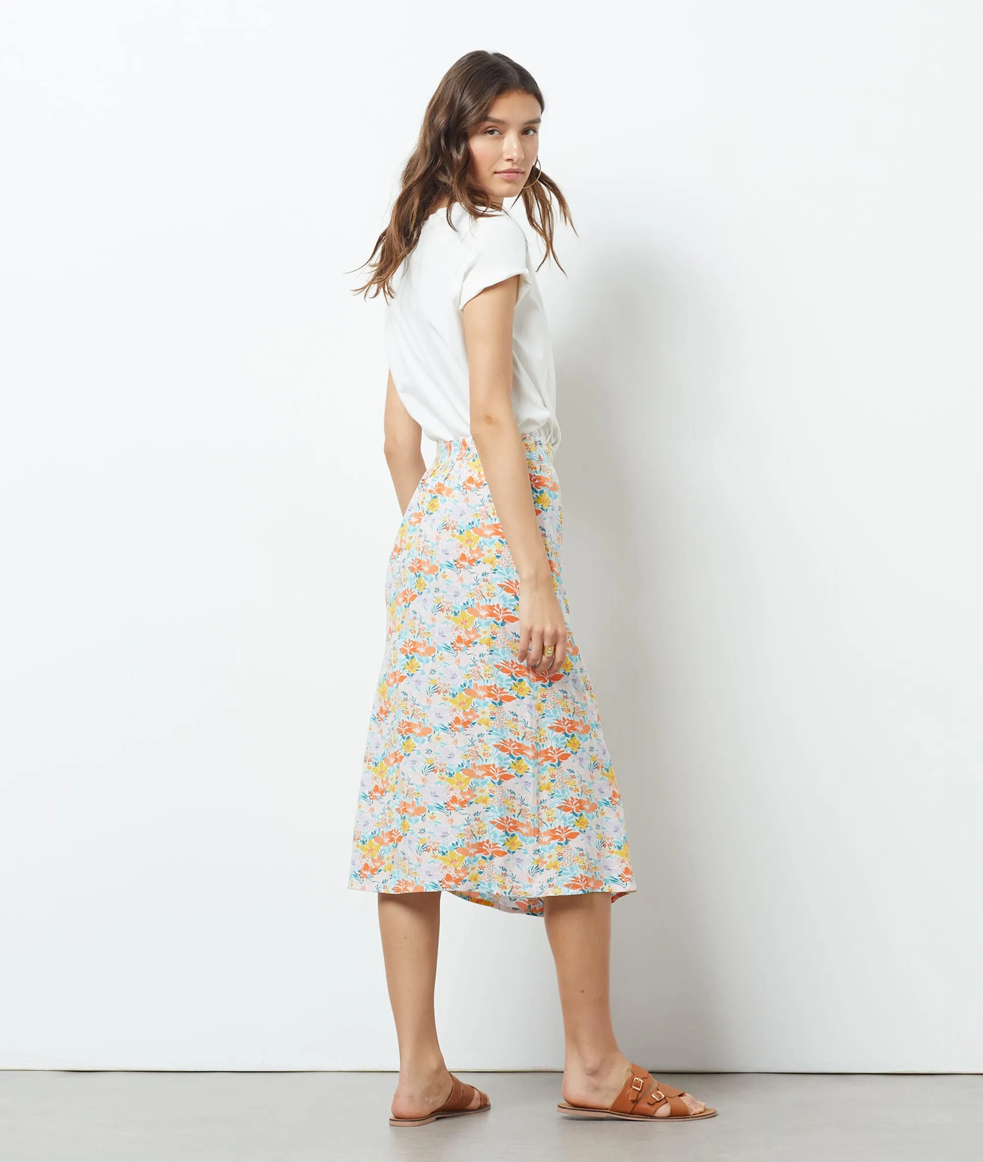 Falda midi estampado floral HALLO MULTICOLORE - ETAM