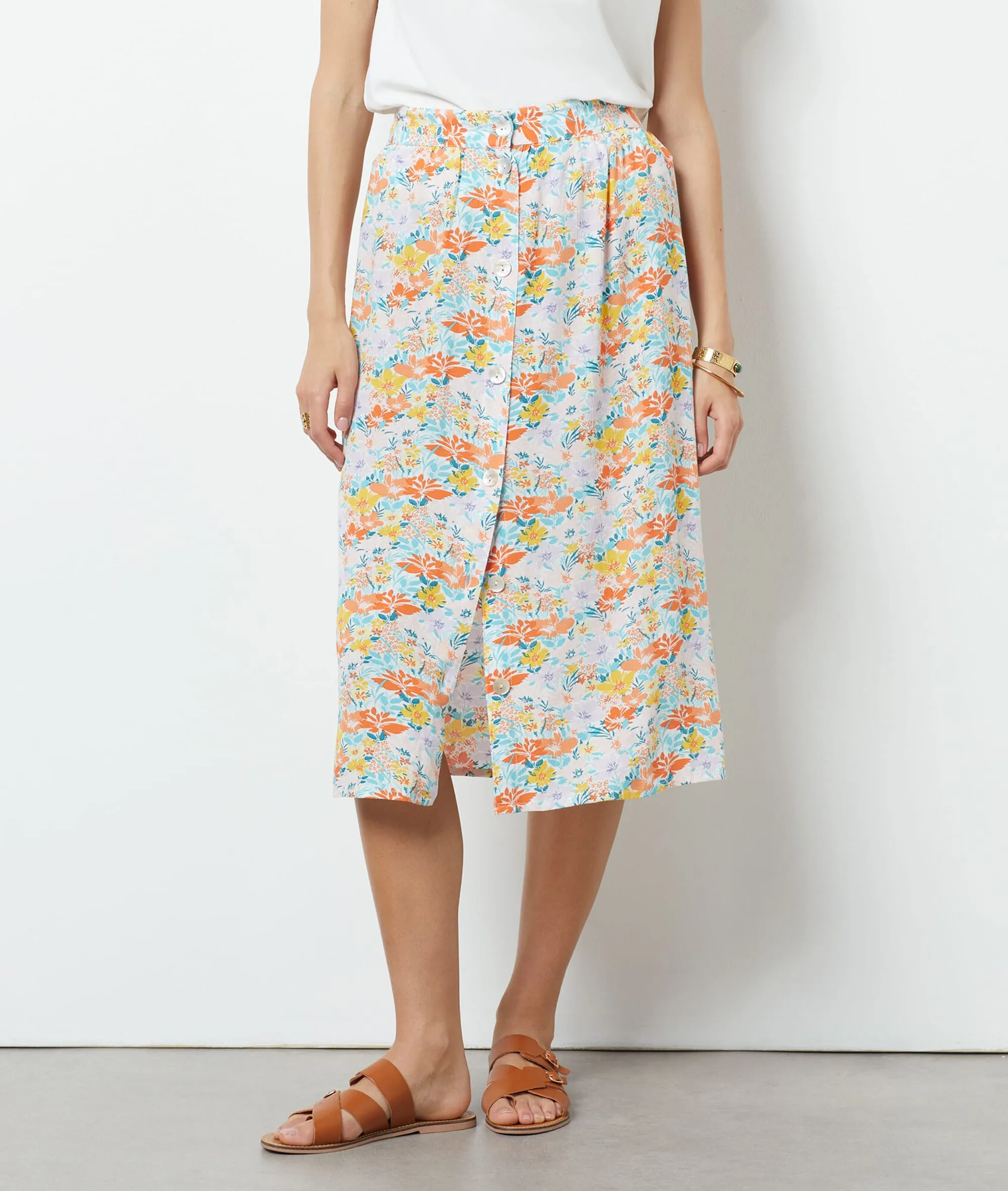 Falda midi estampado floral HALLO MULTICOLORE - ETAM