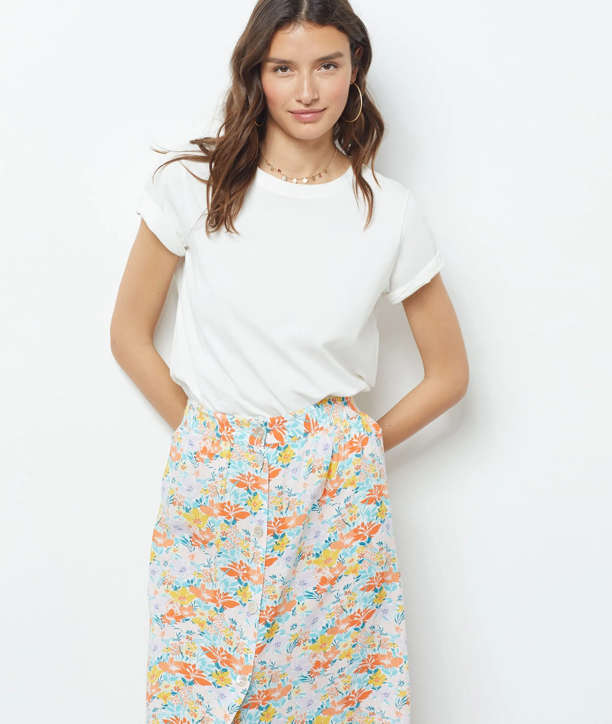 Falda midi estampado floral HALLO MULTICOLORE - ETAM