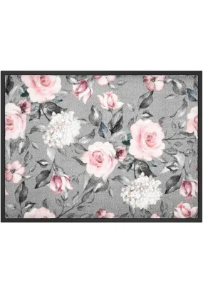 Felpudo con estampado floral Gris-rosa