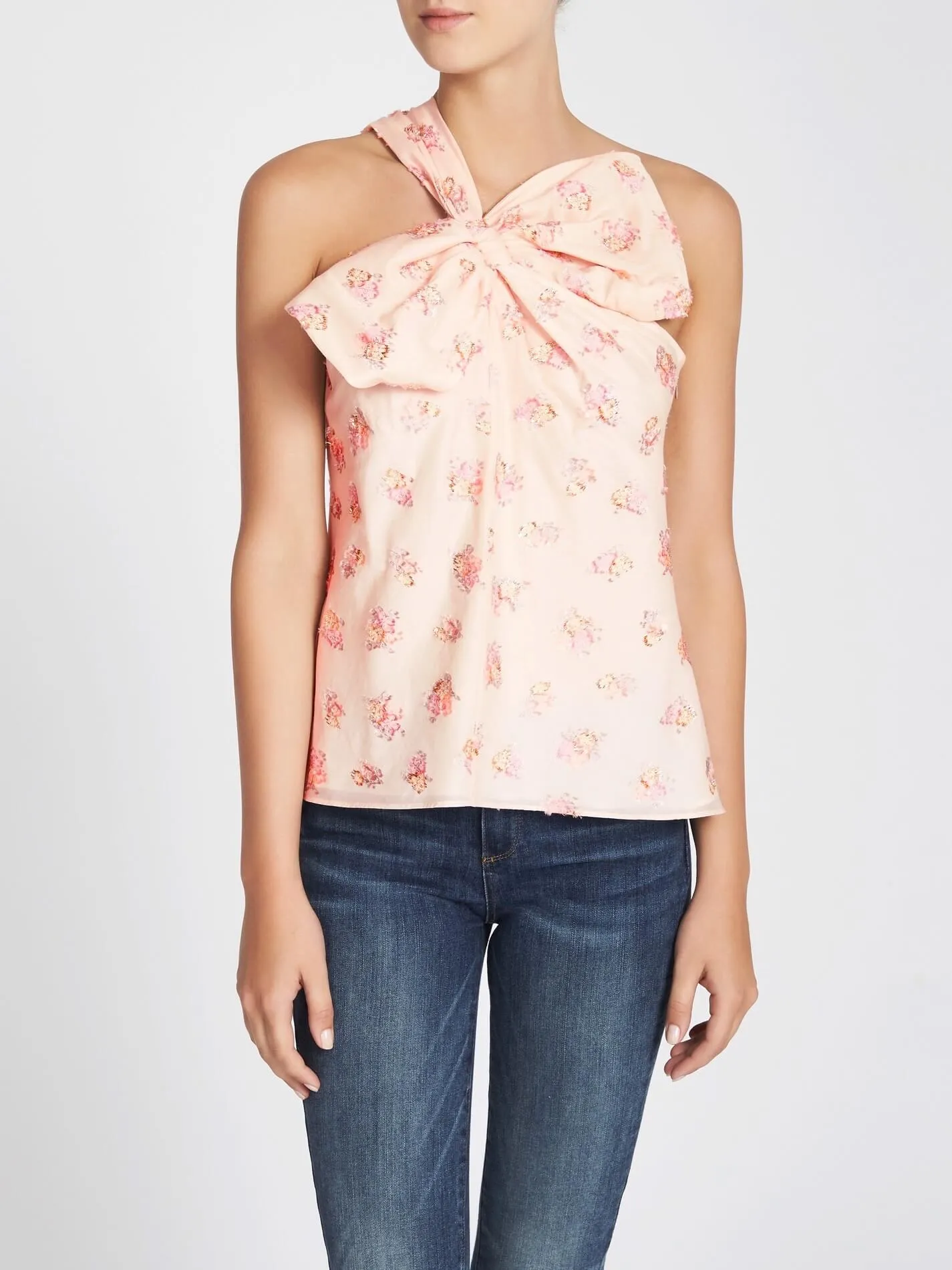 Floral Jacquard Bow Top