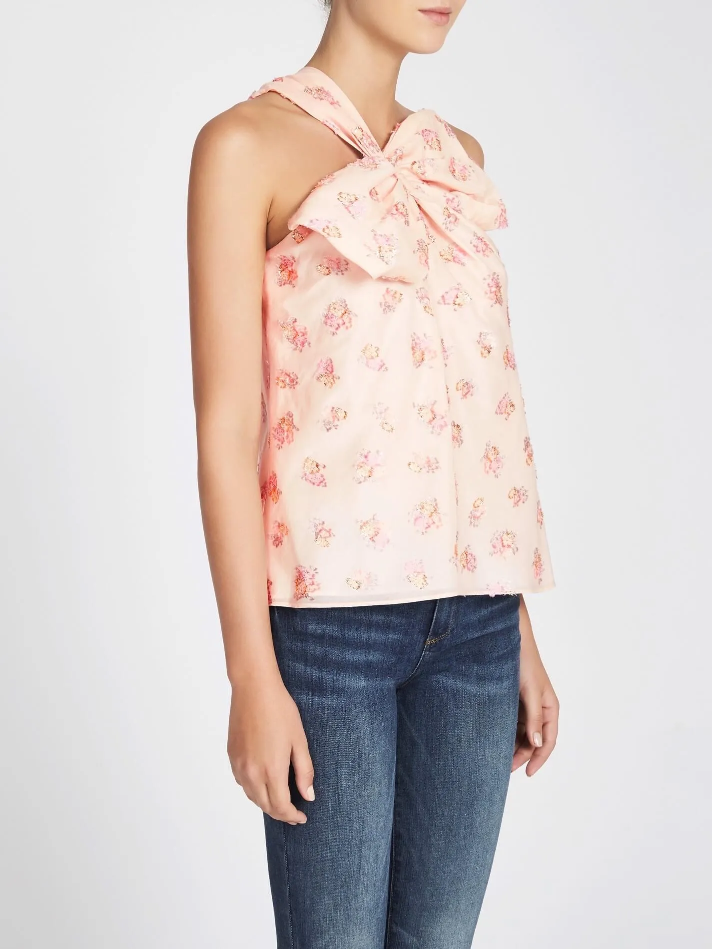 Floral Jacquard Bow Top