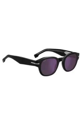 Gafas de sol de acetato negro con lentes violeta