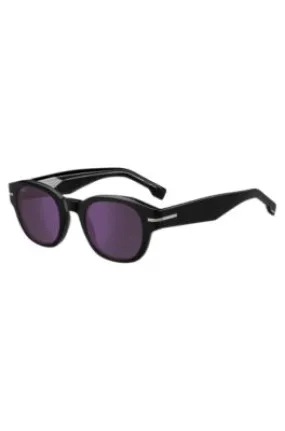 Gafas de sol de acetato negro con lentes violeta