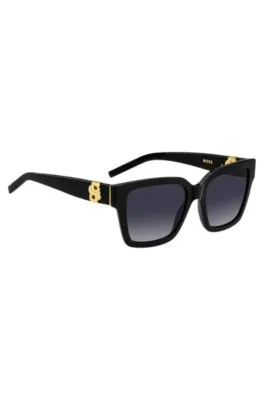 Gafas de sol de acetato negro con monogramas Double B dorados