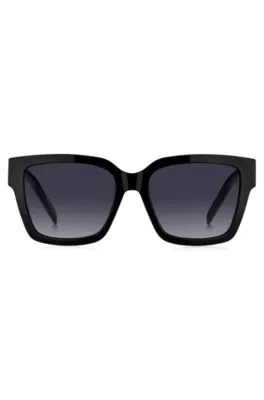 Gafas de sol de acetato negro con monogramas Double B dorados