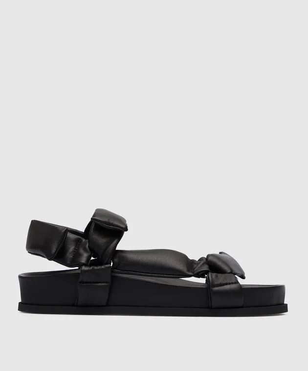 Giulia Taddeucci Zara Puffy Effect Black Leather Sandals