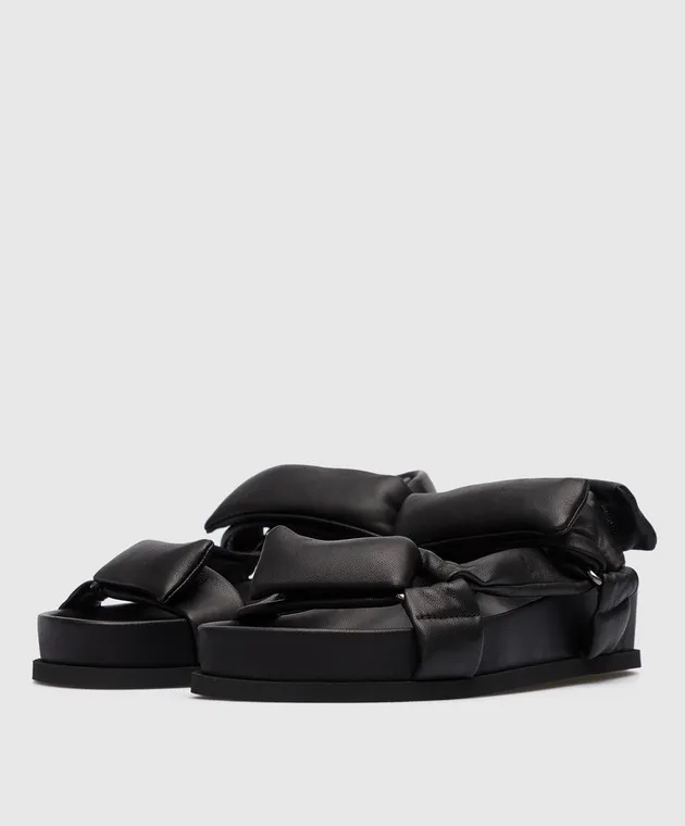 Giulia Taddeucci Zara Puffy Effect Black Leather Sandals