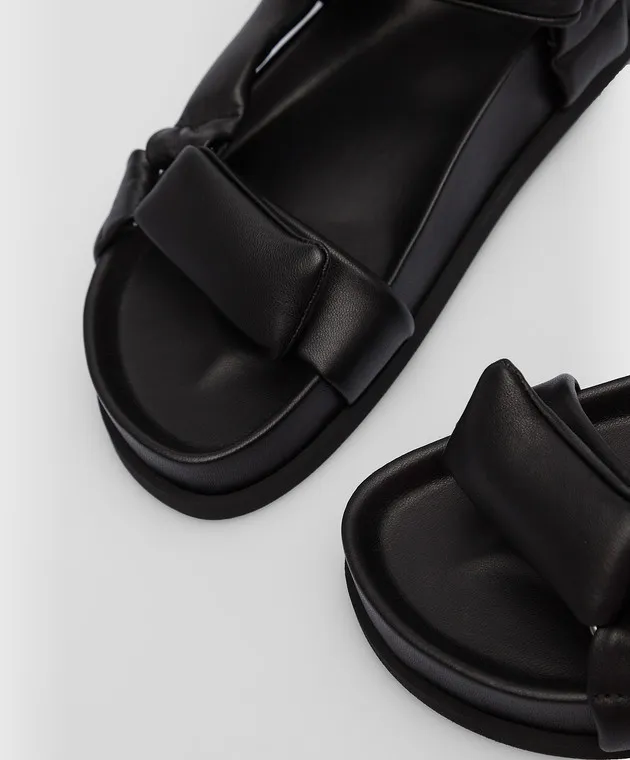 Giulia Taddeucci Zara Puffy Effect Black Leather Sandals