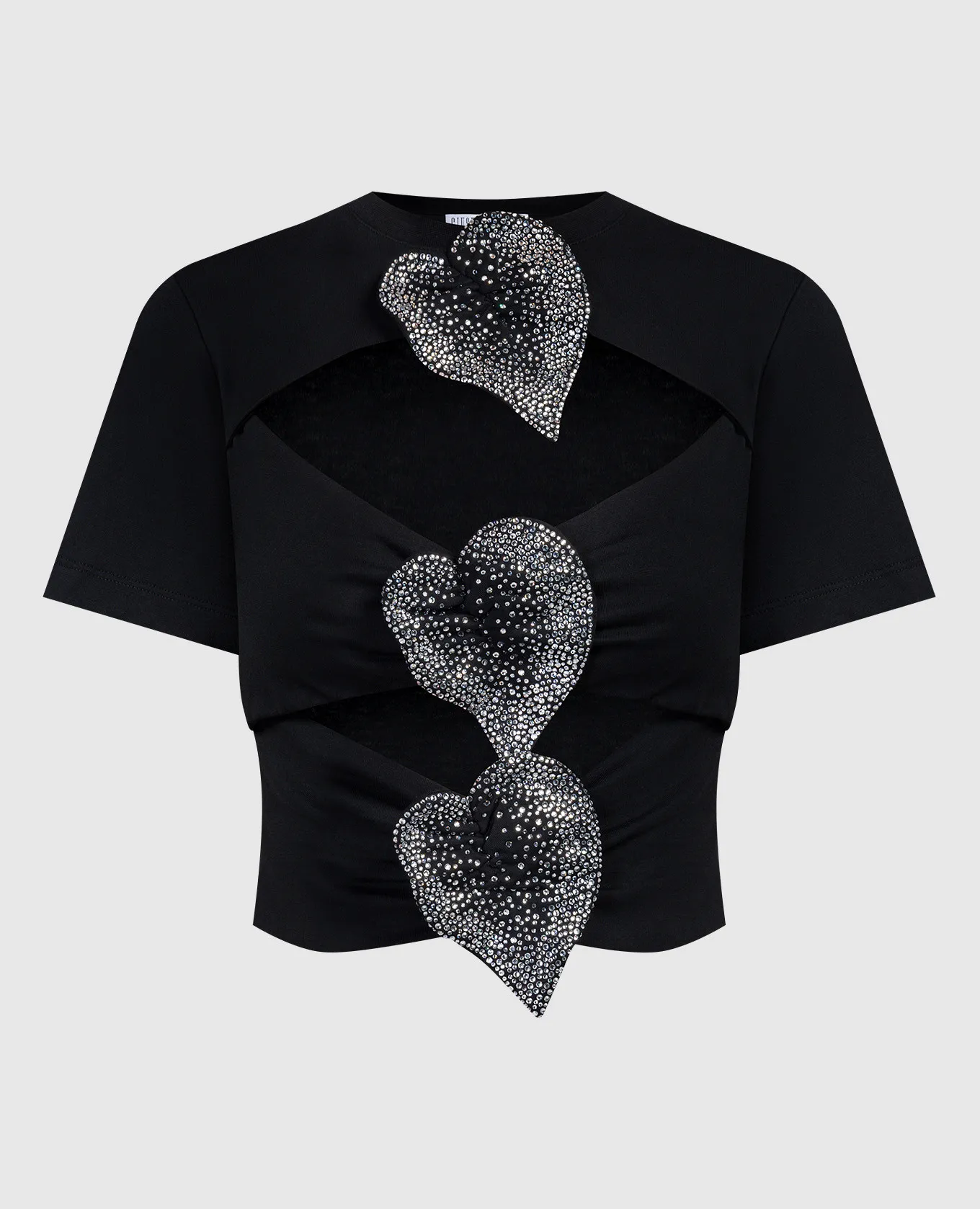 Giuseppe Di Morabito Milano Black T-shirt with appliqués in the form of flowers