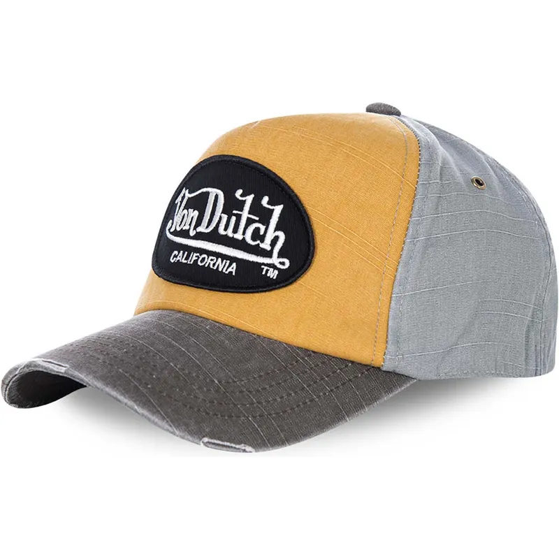 Gorra curva amarilla y gris ajustable JACKGOG de Von Dutch