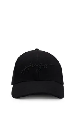 Gorra en mezcla de lana con logo caligrafiado bordado