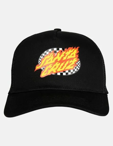 Gorra SANTA CRUZ OVAL CHECK FLAME MESHBACK- Black