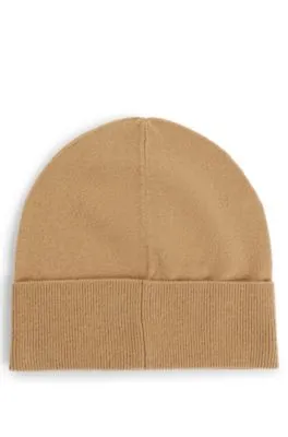 Gorro de punto de lana y cashmere con ribete de logo