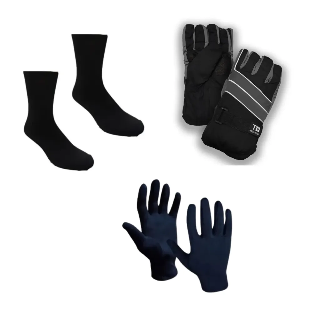 Guantes Termicos Abrigo Adulto + Medias Primera Piel