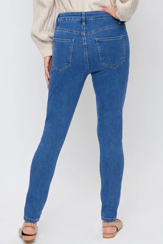 Jeans talle alto con cintura ajustable Royalty