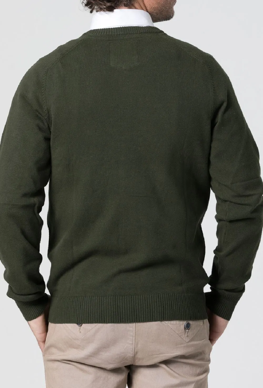 Jersey cuello pico verde de hombre