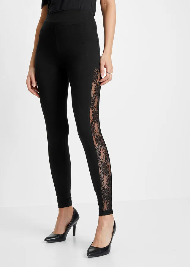 Leggings con encaje Negro