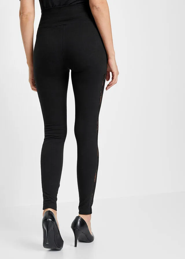 Leggings con encaje Negro