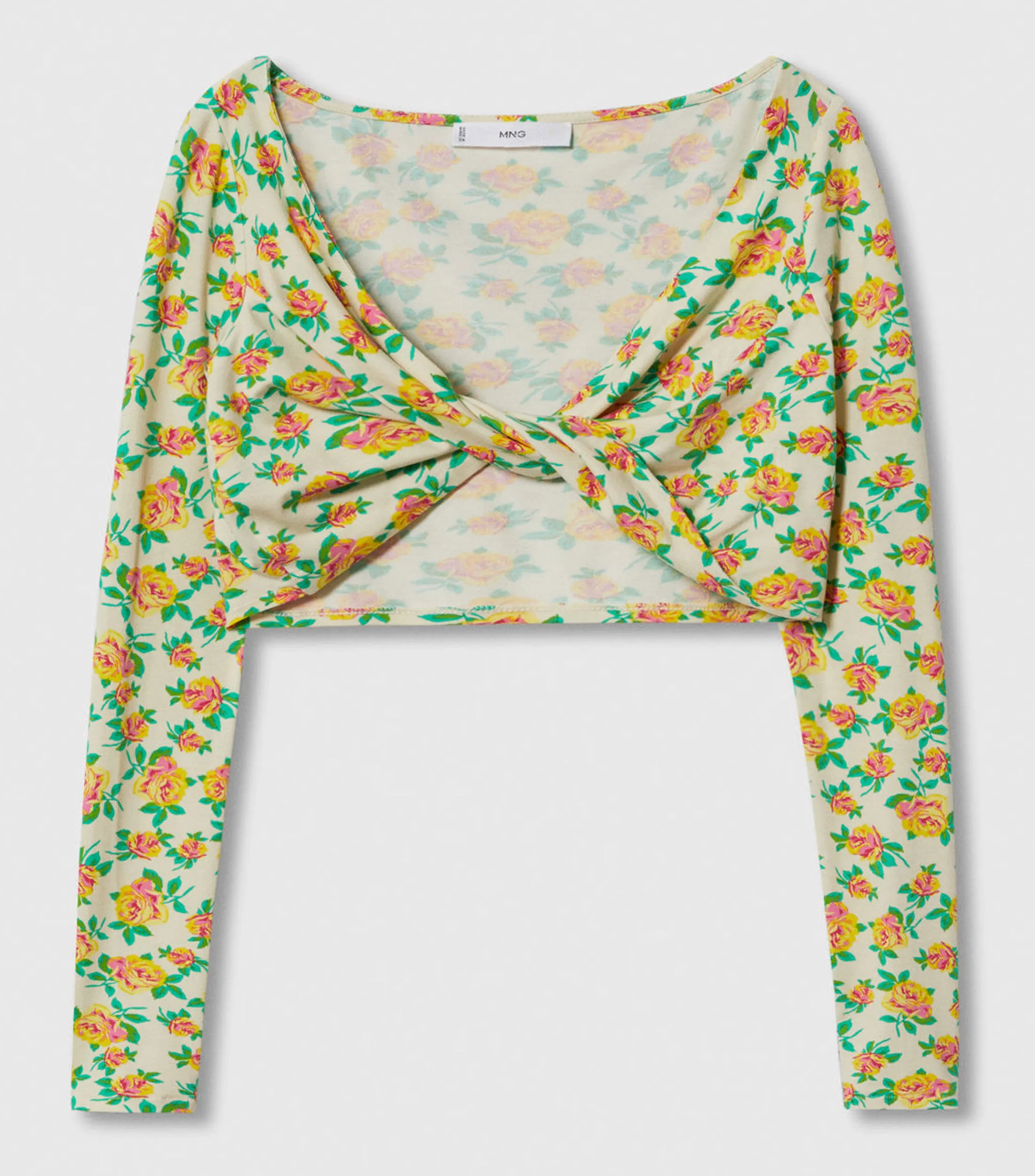 Mango Playera con flores manga larga Mujer