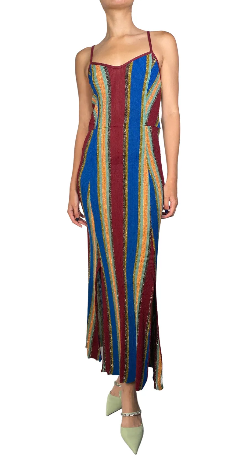 MANGO Vestido Maxi Metallic Striped