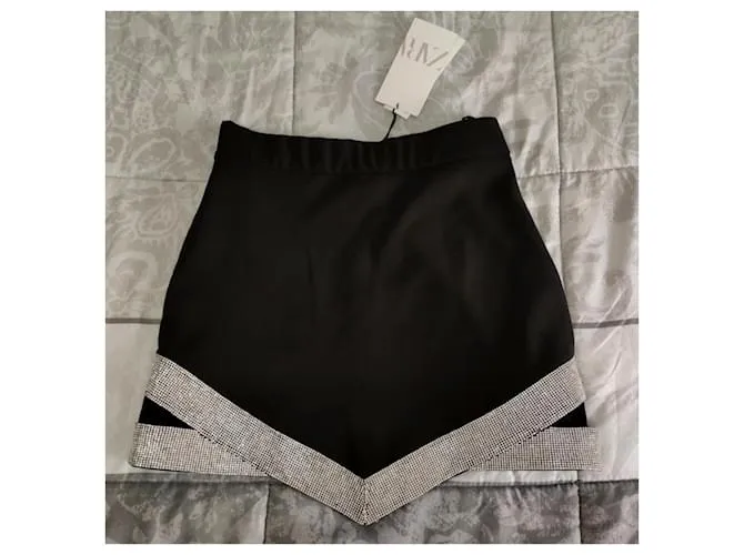 Minifalda brillos Zara talla S Negro 