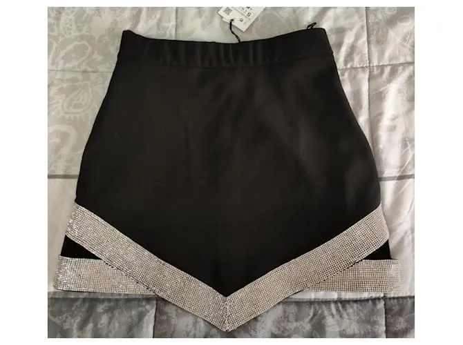 Minifalda brillos Zara talla S Negro 