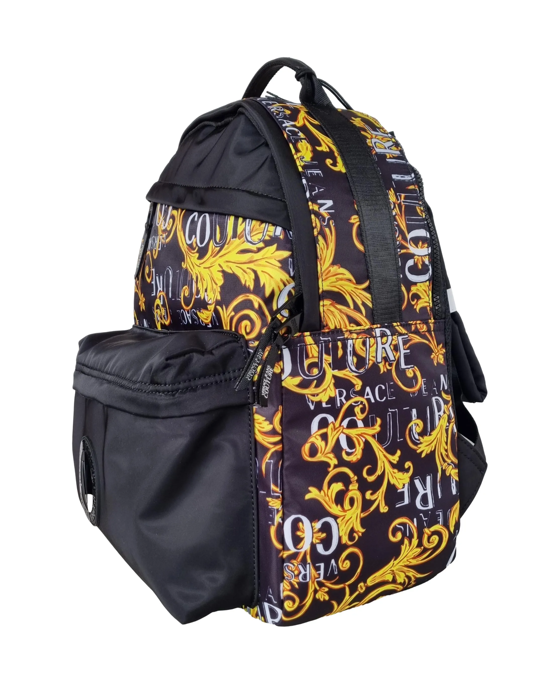 Mochila mediana VERSACE de nailon con logotipo de alta costura estampado 74YA4B7