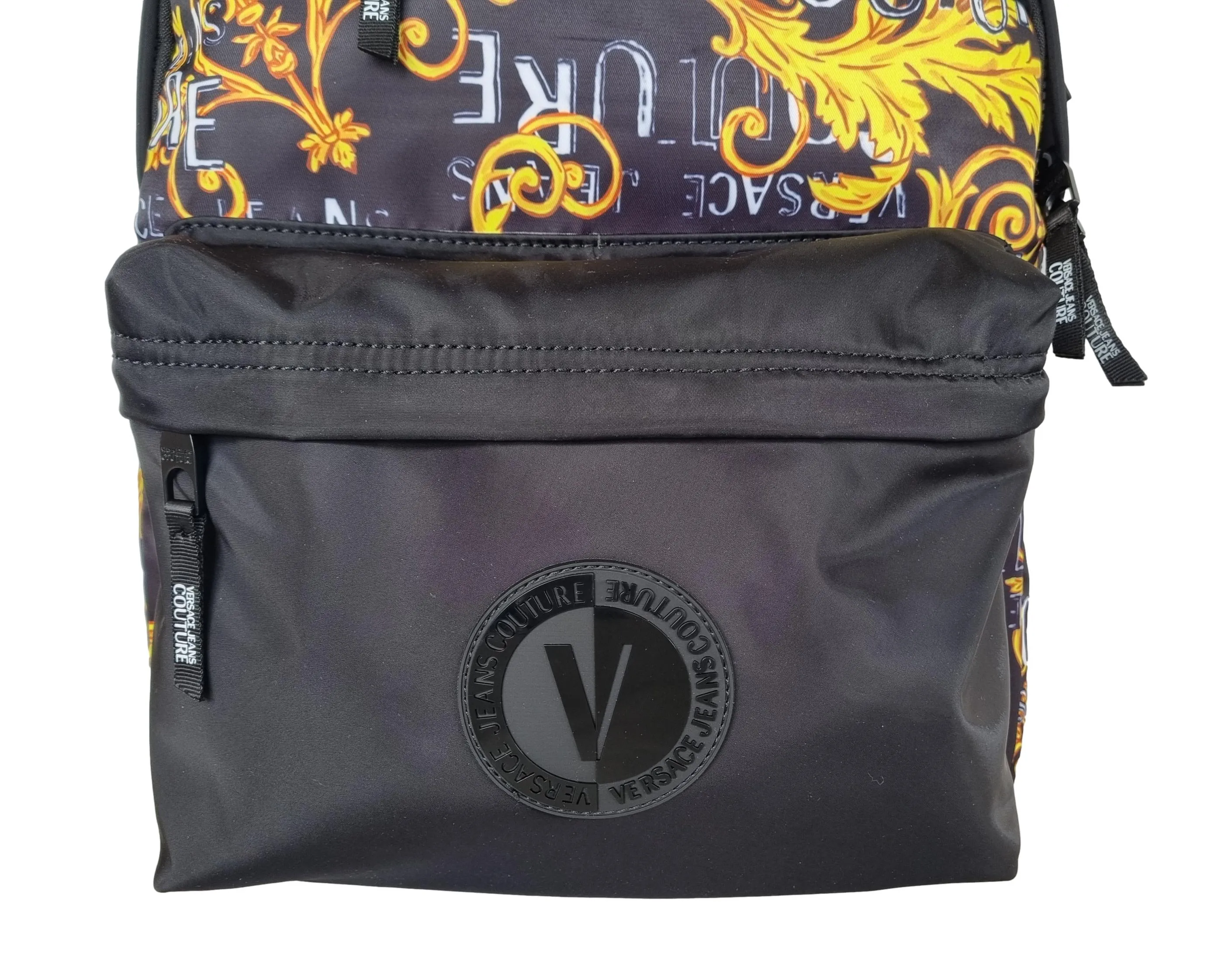 Mochila mediana VERSACE de nailon con logotipo de alta costura estampado 74YA4B7