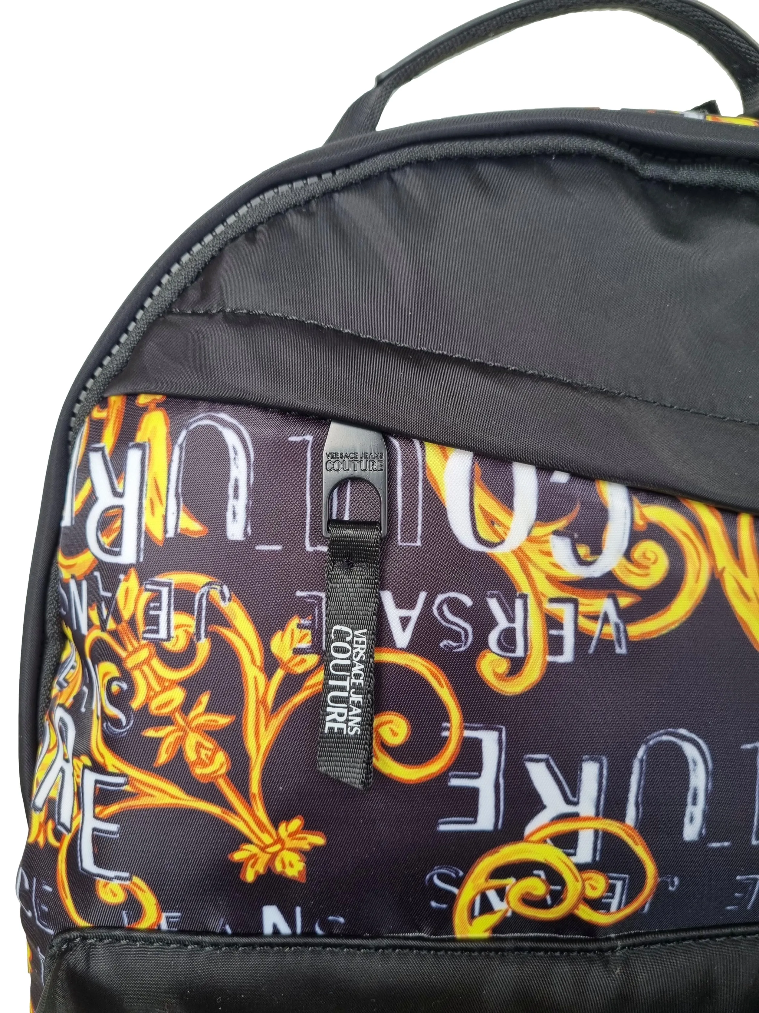 Mochila mediana VERSACE de nailon con logotipo de alta costura estampado 74YA4B7