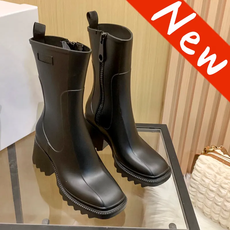 Moda plataforma alta paris Botas Betty Rubber Rain Boot realzar 5 cm Loe Nomad Beige Tan Black Mujeres de lujo Zapatillas deport