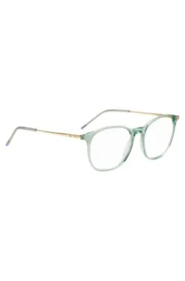 Montura para gafas graduadas de acetato color aguamarina con patillas en tono dorado