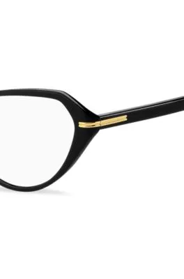 Montura para gafas graduadas de acetato negro con detalles dorados