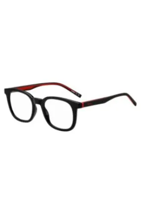 Montura para gafas graduadas de acetato negro con detalles rojos