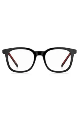 Montura para gafas graduadas de acetato negro con detalles rojos