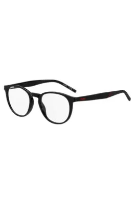 Montura para gafas graduadas de acetato negro con patillas estampadas