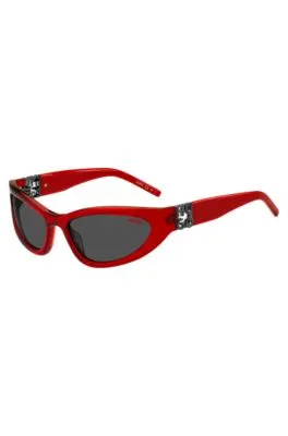 Montura para gafas graduadas de acetato rojo con monograma en 3D